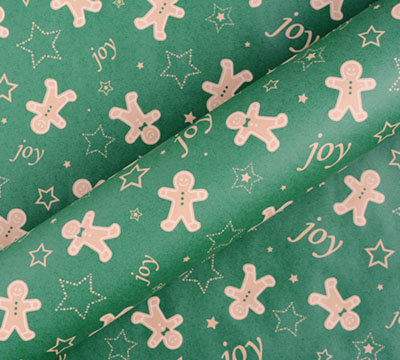GINGIE WRAP-Green-White on Brown Kraft #2