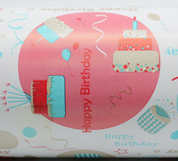 9cm HAPPY BIRTHDAY WRAPBAND-Scarlet-Tiffany-Stone on White