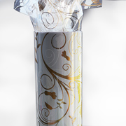 50cm HIBISCUS FLOURISH WRAP-White-Gold on Clear