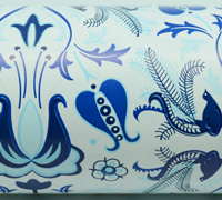 LYREBIRD WRAP-Navy-Pale Blue-Cobalt on White