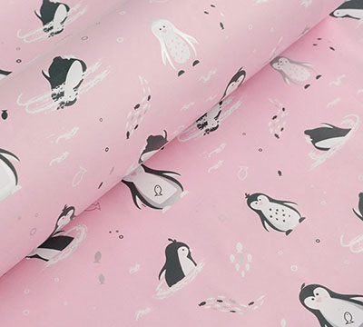 LITTLE PENGUINS WRAP-Pink on White #2