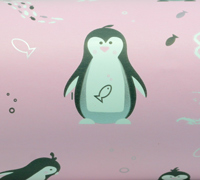 LITTLE PENGUINS WRAP-Pink on White