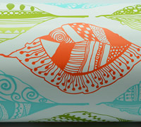5mt x 50cm ZEN LEAF WRAP-Orange-Tiffany-Chartreuse on White