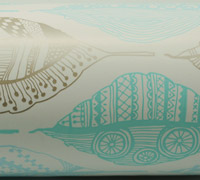 50cm ZEN LEAF WRAP-Stone-Tiffany-Pale Blue on White