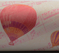 50cm MUSICAL BALLOON WRAP-White-Raspberry-Orange-Plum on Kraft