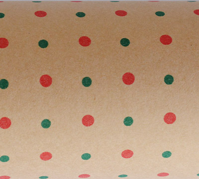 MINI DOTS WRAP-Red-Green on Brown Kraft