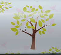 ORCHARD WRAP-Chartreuse/Pale Pink/Copper on White