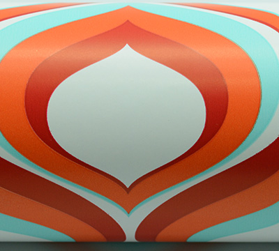 10mt x 50cm RETRO WRAP-Tiffany/Orange/Scarlet on White
