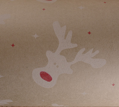 RUDOLPH WRAP-White-Red on Brown Kraft