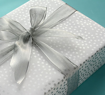 50cm SQUARE CONFETTI GIFT WRAP-Silver #3