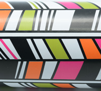 5mt x 50cm TRIBAL WRAP-Black-Hot Pink-Chartreuse on White