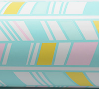 50cm TRIBAL WRAP-Tiffany-Pale Pink-Light Tiffany-Yellow on White