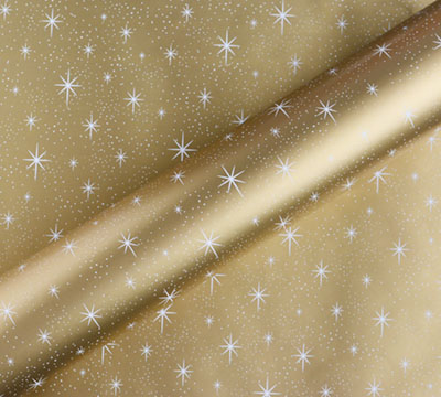 TWINKLING STAR WRAP-Metallic Gold on White #2