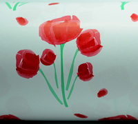 9cm TULIP WATERCOLOUR WRAPBAND-Scarlet-Green on White