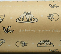 10mt x 50cm FIGGY PUDDING WRAP-Black-White on Kraft
