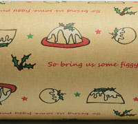 50cm FIGGY PUDDING WRAP-Scarlet-Emerald-White on Kraft