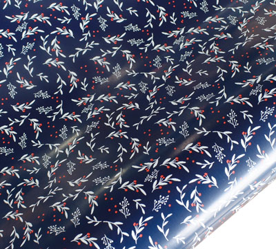XMAS HOLLY WRAP-Navy-Red-White on White #2
