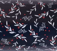 XMAS HOLLY WRAP-Navy-Red-White on White