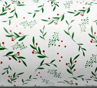 XMAS HOLLY WRAP-Green-Red on White