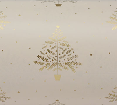 YULETIDE TREE WRAP-Creme-Gold on White