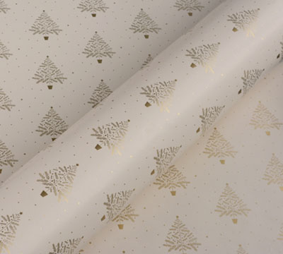 YULETIDE TREE WRAP-Creme-Gold on White #2
