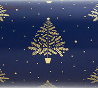 YULETIDE TREE WRAP-Gold-Navy on White