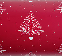 YULETIDE TREE WRAP-Scarlet on White