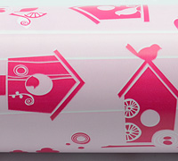 9cm BIRD HOUSE WRAPBAND-Hot Pink on Pale Pink